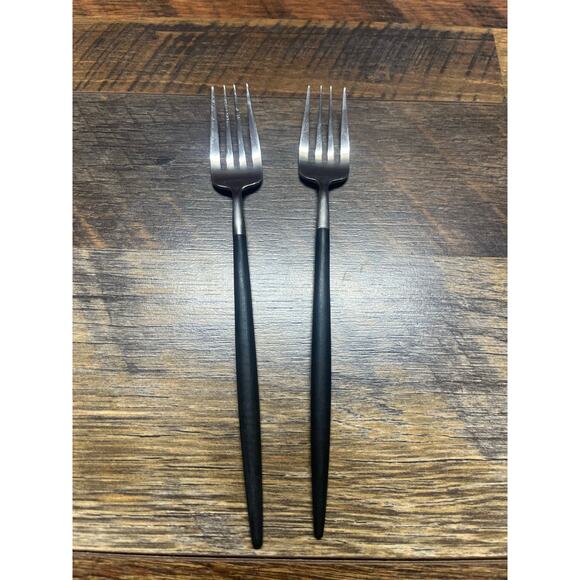 Rare Estate Cutipol Goa Pair of Black Handle Replacement Dessert Forks 7.25Inch - Picture 1 of 4